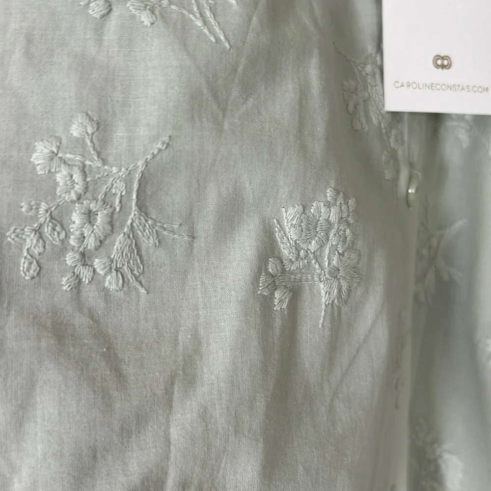 Caroline  Constas Sage Green Embroidered Women's Top 100% cotton - Picture 3 of 11